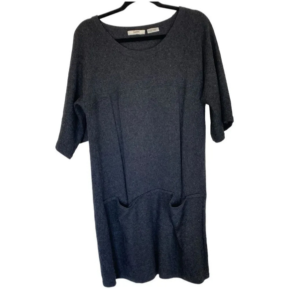 NEIMAN MARCUS Cashmere Collection Gray Dress with Pockets Size Large Tunic - Picture 1 of 5